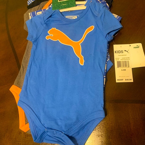 Baby boys Puma Onesies 5pk 6-9months - Picture 1 of 7